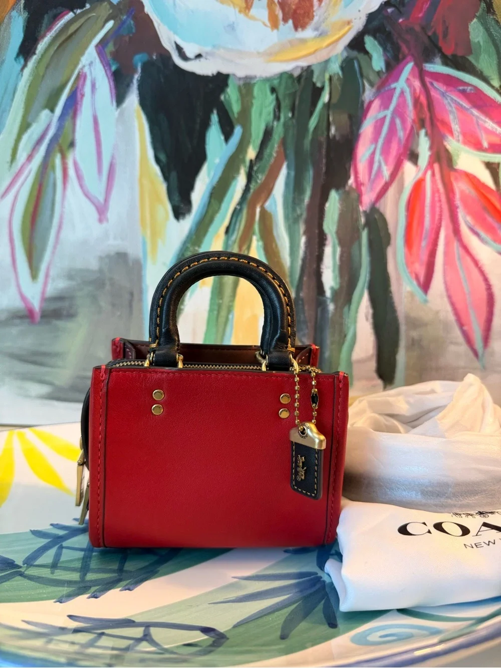 RARE limited Edition Coach Rogue 12 Micro top handle bag in color block CC482